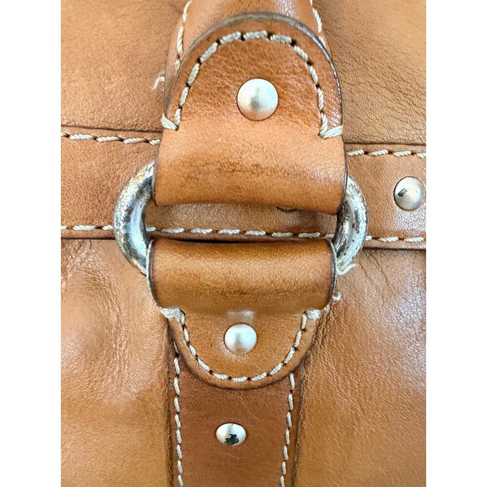 Vintage Michael Kors Astor Studded Leather Satchel Tan Cognac shoulder bag - Picture 11 of 15